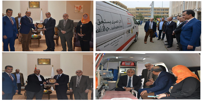 مؤسسة وفاء لمصر تدعم مستشفيات جامعة الزقازيق بسيارة إسعاف كاملة التجهيز ومزودة بوحدة عناية مركزة متطورة