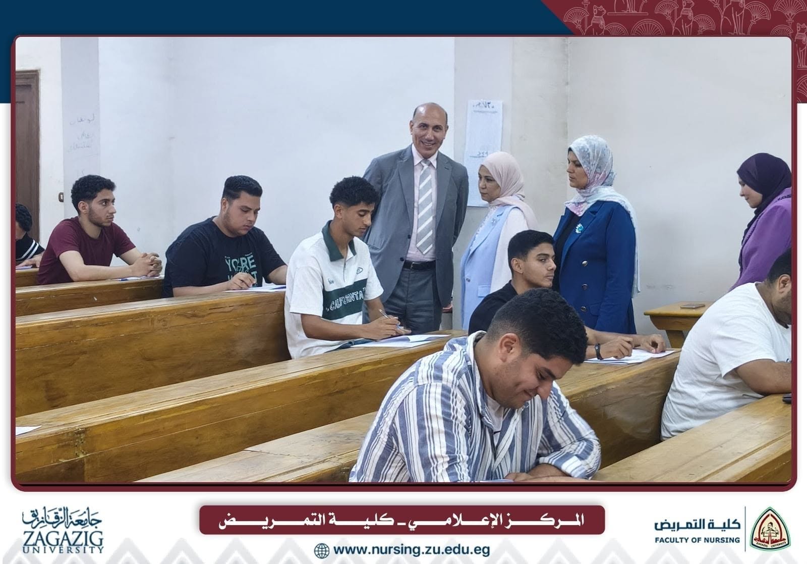 جولة تفقدية لمعالي الأستاذ الدكتور هلال عفيفي _نائب رئيس الجامعة لشئون التعليم والطلاب لكلية التمريض لمتابعة سير الاختبارات النهائية بالكلية يوم السبت الموافق ١٣ يونيو ٢٠٢٦ .