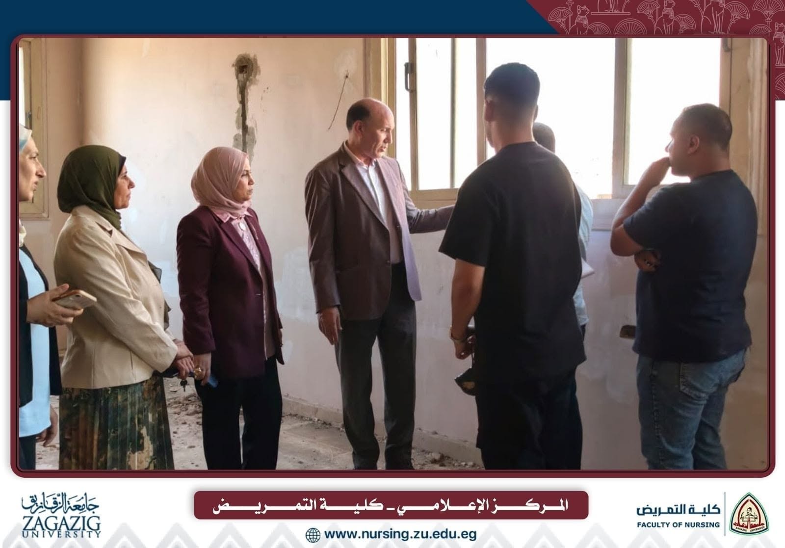 متابعة مستمرة من معالي الأستاذ الدكتور هلال عفيفي نائب رئيس الجامعة لشئون التعليم والطلاب لأعمال الإنشاءات والتطوير بالدور الخامس بالكلية