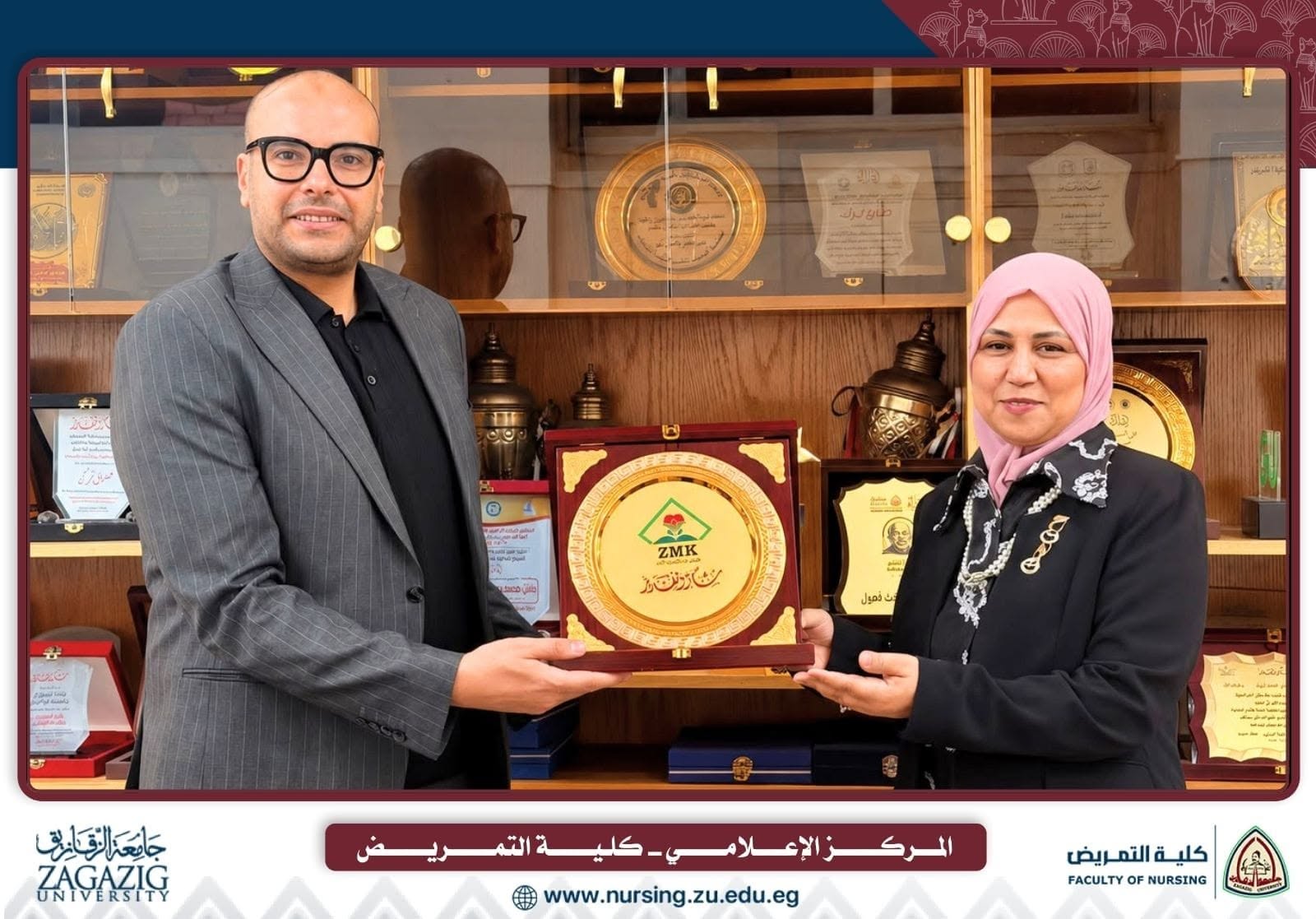 عميد كلية التمريض جامعة الزقازيق تستقبل مؤسس مركز "زمك" (ZMK) لبحث سبل التعاون المشترك