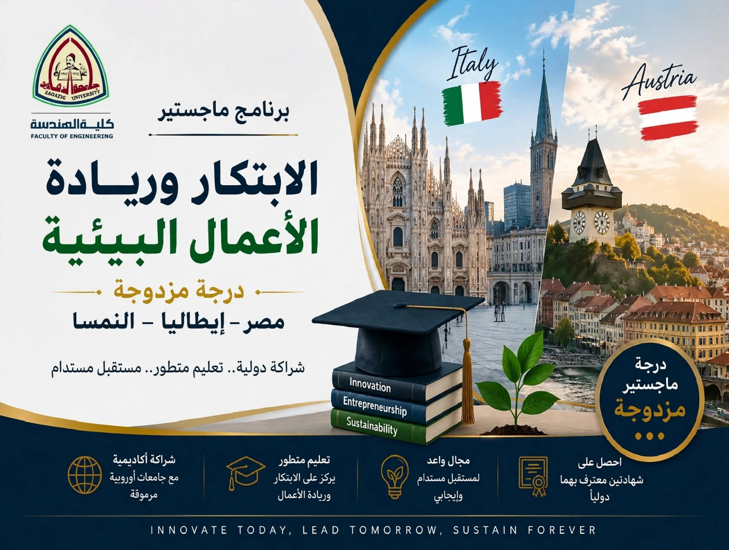 برنامج ماجستير الابتكار وريادة الأعمال البيئية بنظام المنحة المزدوجة (Double Degree)
